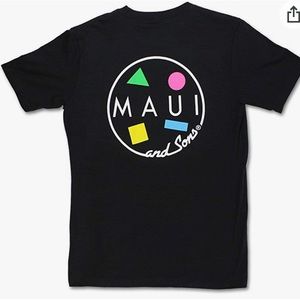 Aritzia black tee with Maui and Sons label on reverse